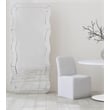 Wave Modern Wavy White  Wood Frame Floor Mirror Full Length