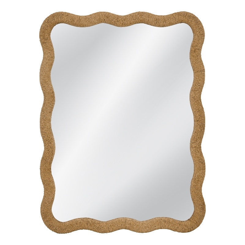 Burnette Wavy Rope Brown Resin Framed Wall Mirror Coastal Boho