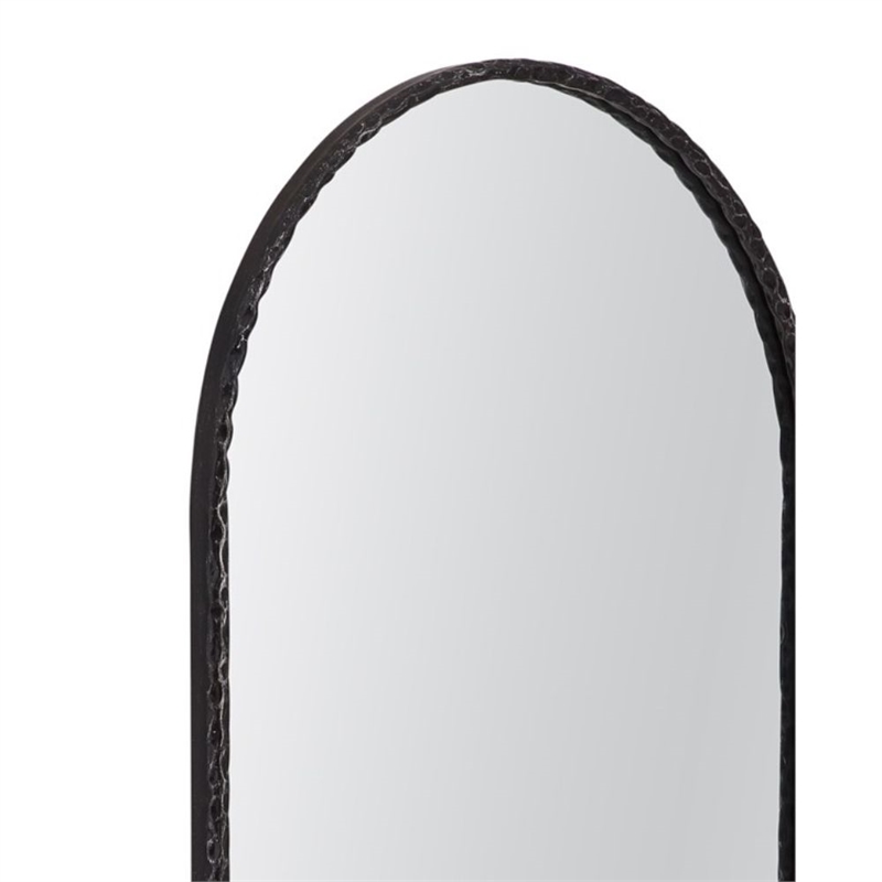 Brightgate Arched Hammered Gunmetal  Black Metal Wall Mirror Modern Minimal