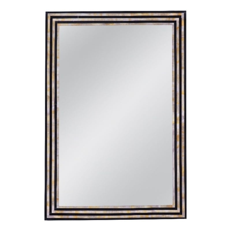 Stepford Black Cream Bone Resin Wall Mirror Modern Boho