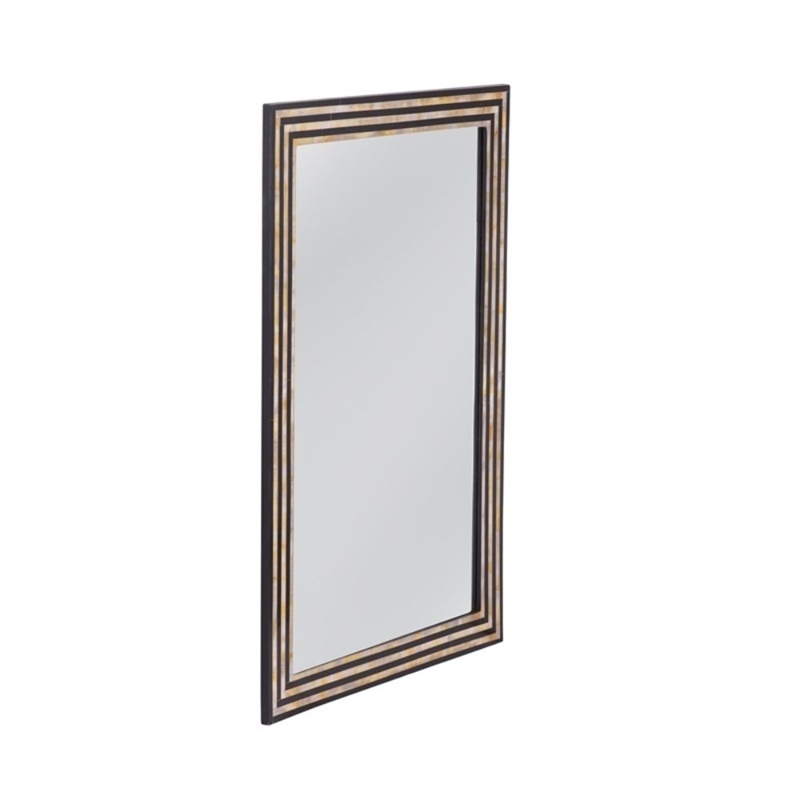 Stepford Black Cream Bone Resin Wall Mirror Modern Boho