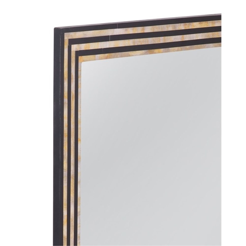Stepford Black Cream Bone Resin Wall Mirror Modern Boho