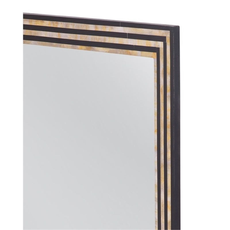 Stepford Black Cream Bone Resin Wall Mirror Modern Boho