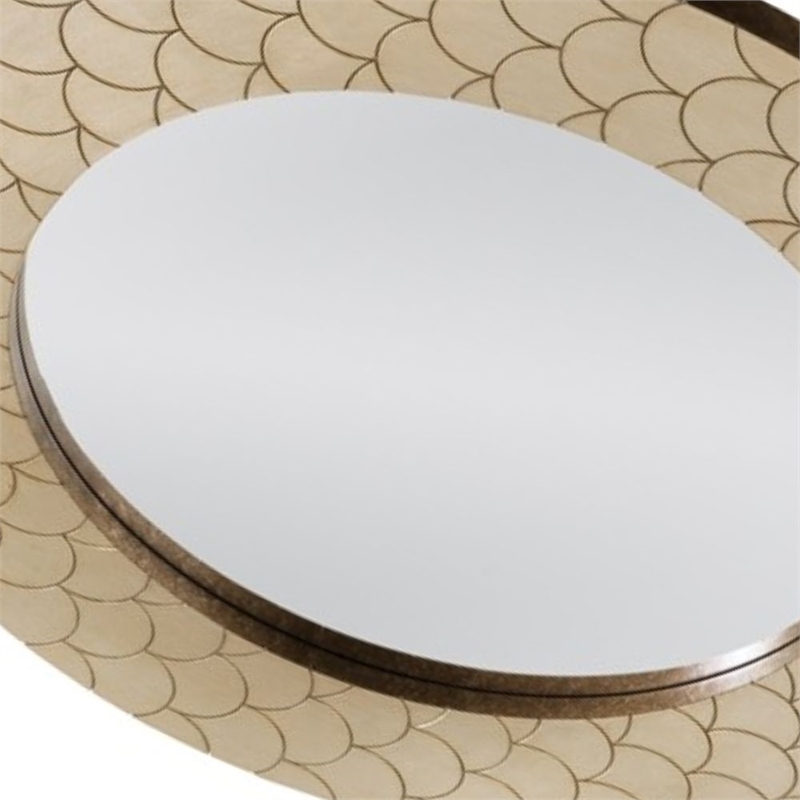 Tetra Round Champagne Coastal Wall Mirror Textured  Gold Resin Frame