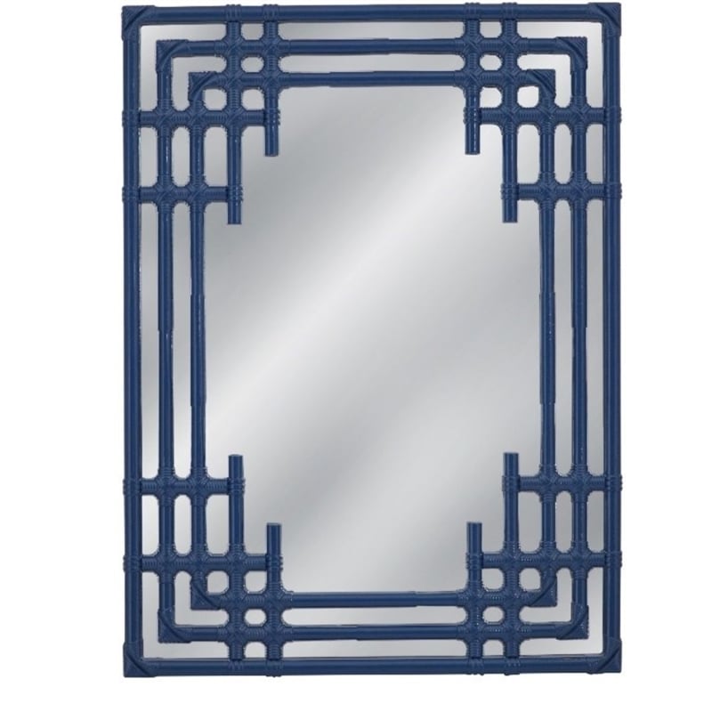 Daysmill Navy Blue Resin Style Rectangular Wall Mirror Coastal