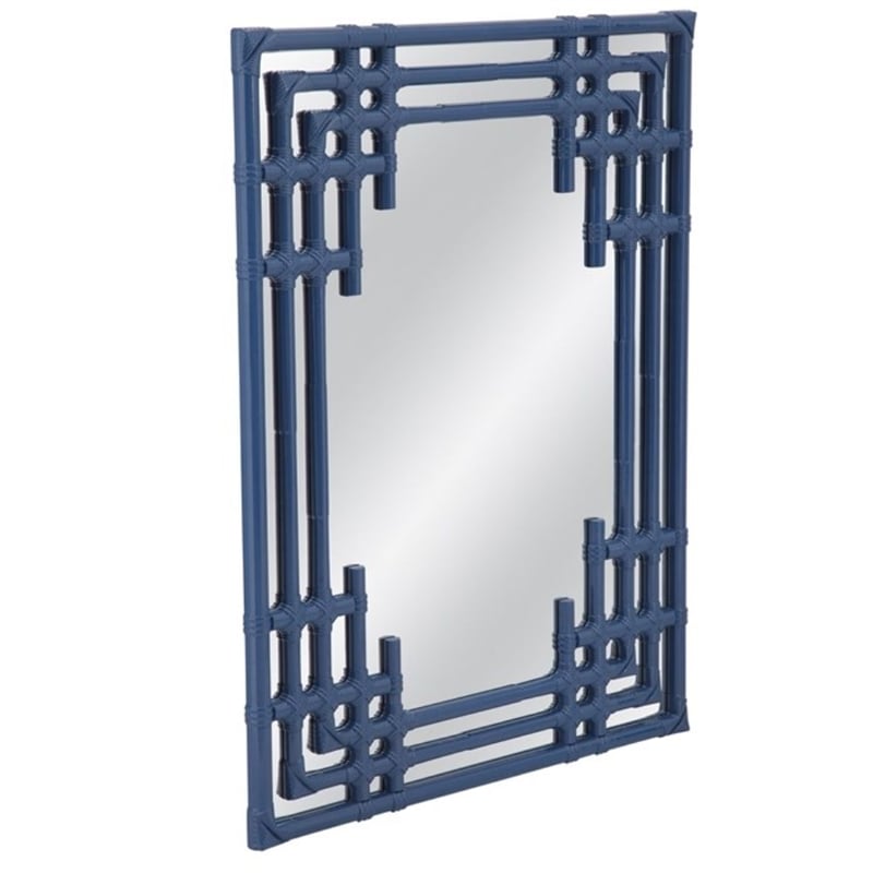 Daysmill Navy Blue Resin Style Rectangular Wall Mirror Coastal