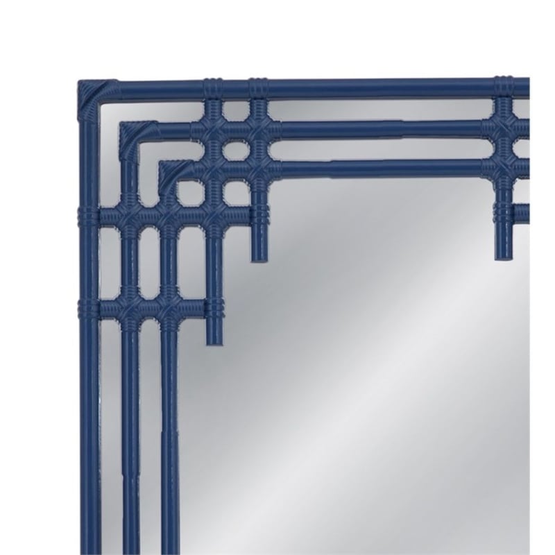 Daysmill Navy Blue Resin Style Rectangular Wall Mirror Coastal
