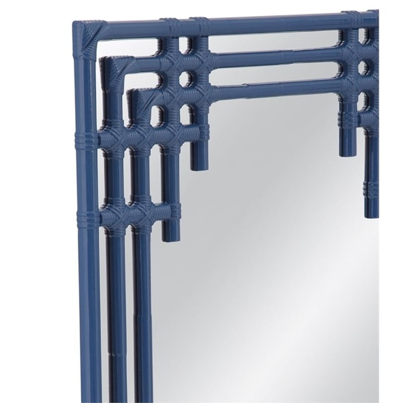 Daysmill Navy Blue Resin Style Rectangular Wall Mirror Coastal