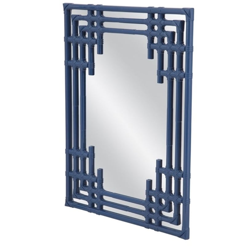 Daysmill Navy Blue Resin Style Rectangular Wall Mirror Coastal
