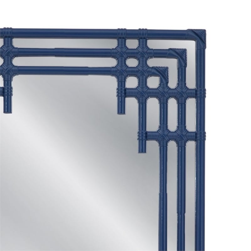 Daysmill Navy Blue Resin Style Rectangular Wall Mirror Coastal