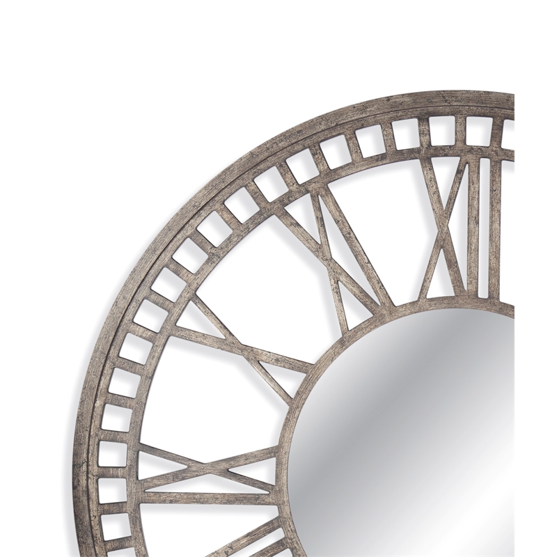 Elgar Round Matte Gray Resin Modern Wall Mirror Clock Inspired Design
