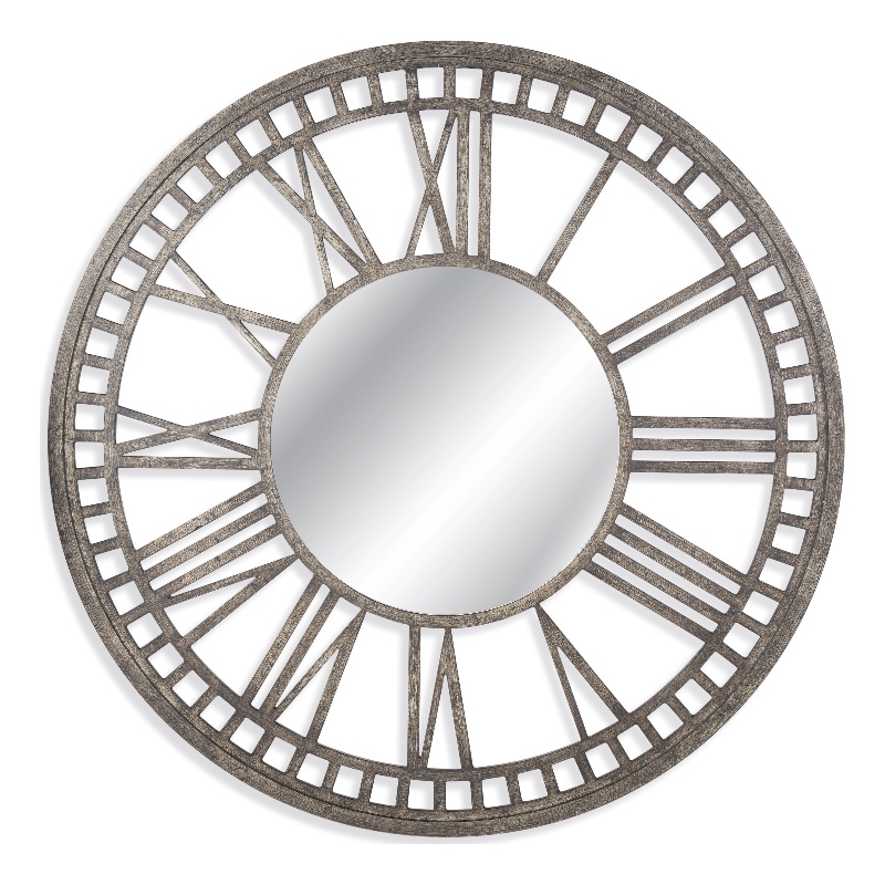 Elgar Round Matte Gray Resin Modern Wall Mirror Clock Inspired Design
