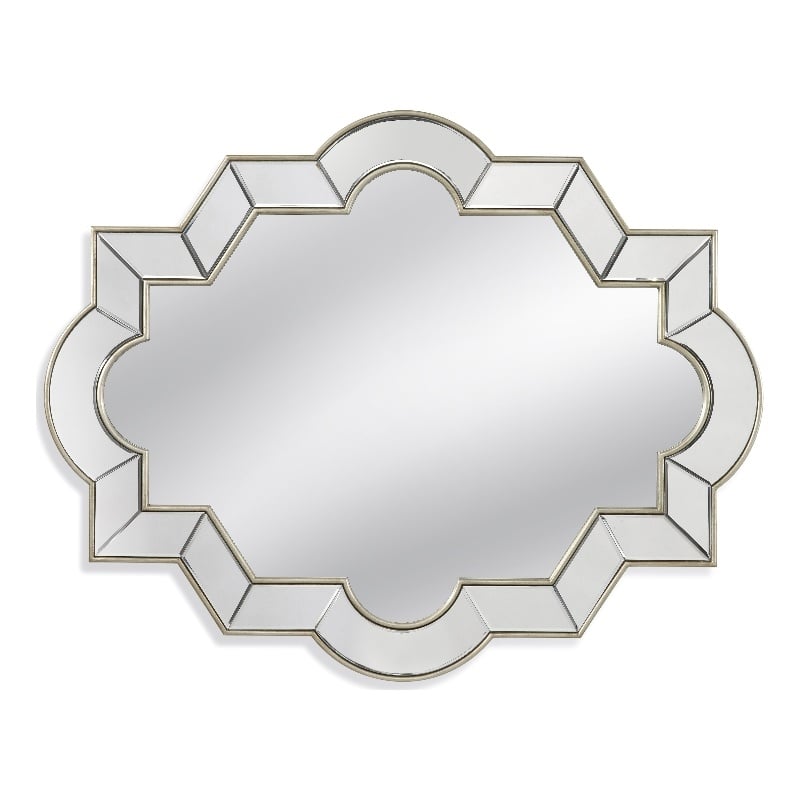 Azusa Champagne Silver Leaf Curved Resin Wall Mirror Glam Design