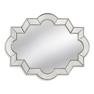 Azusa Champagne Silver Leaf Curved Resin Wall Mirror Glam Design