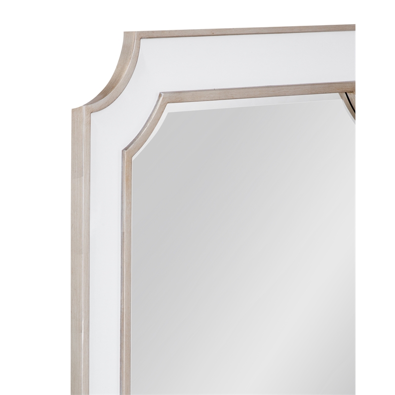 Preston Glossy White Antique Silver Resin Wall Mirror Clipped Corners