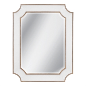 Preston Glossy White Antique Silver Resin Wall Mirror Clipped Corners