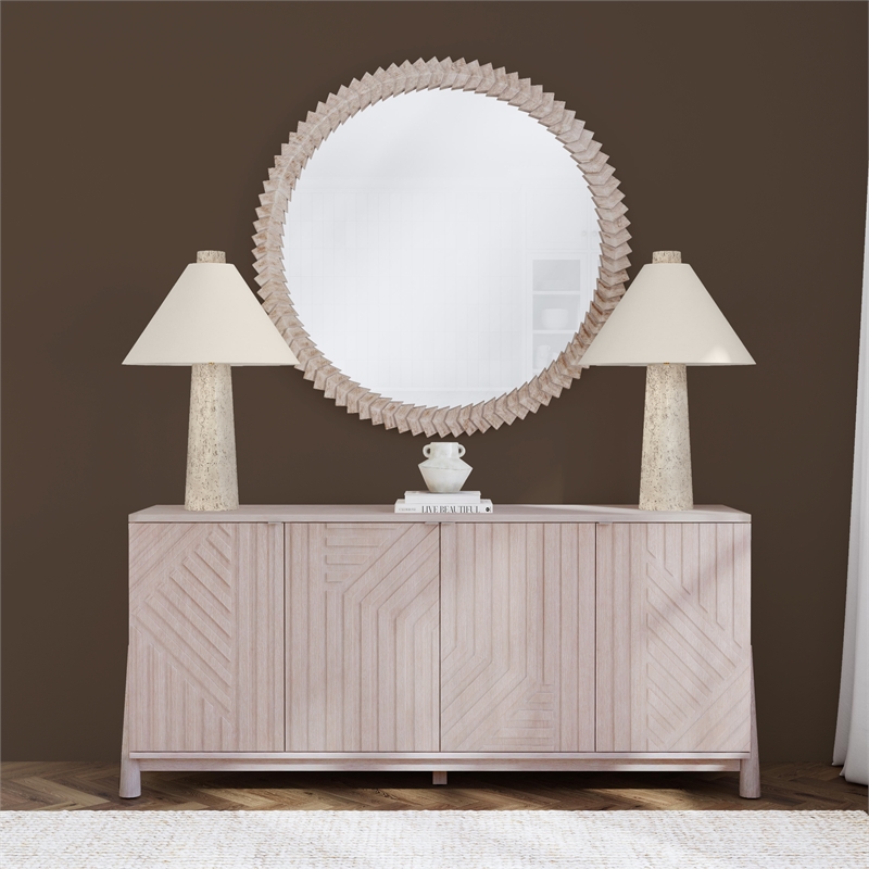Claire Carved Cream Wood Wall Mirror Traditional Modern Frame