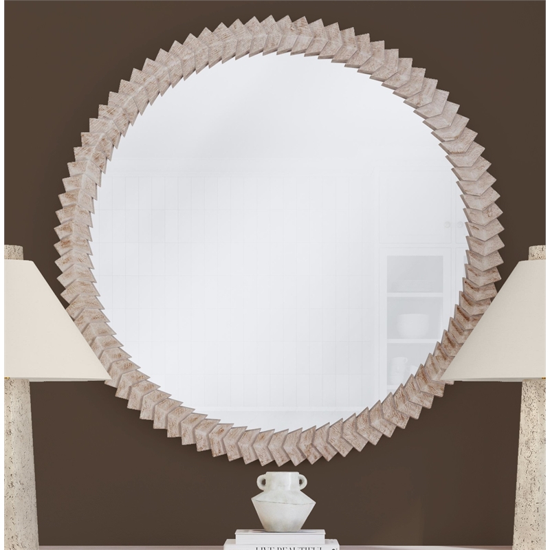 Claire Carved Cream Wood Wall Mirror Traditional Modern Frame