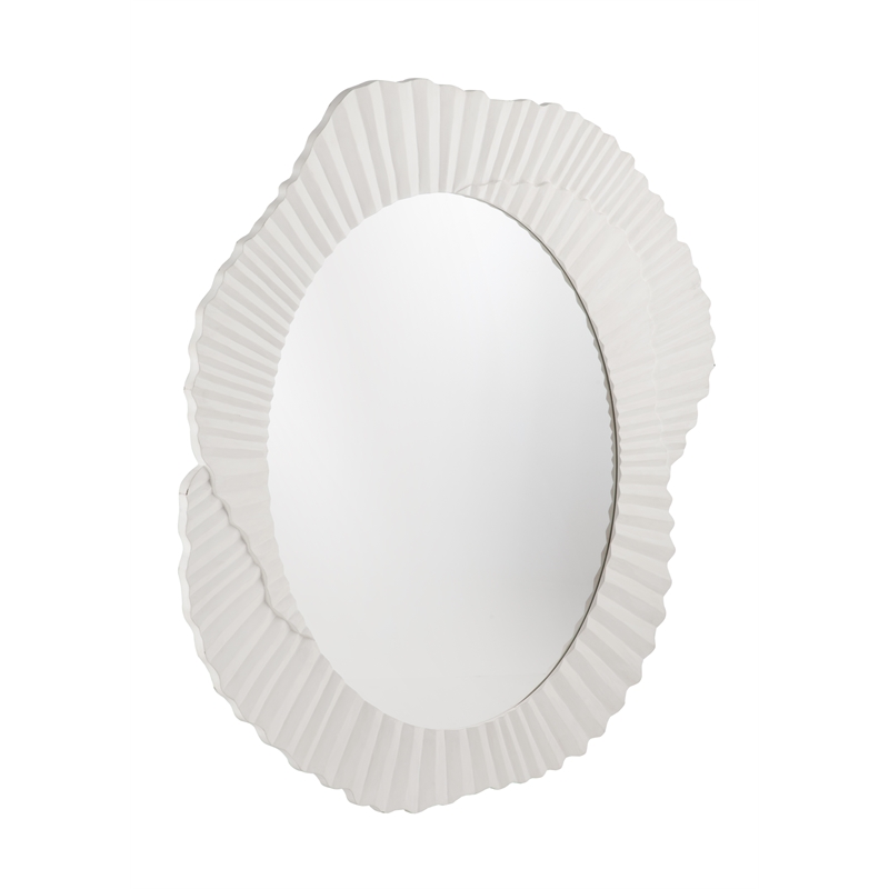 Petal Matte White Wood Floral Frame Wall Mirror Coastal Modern