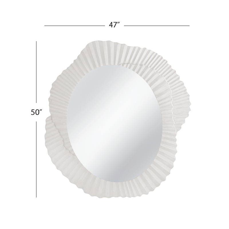 Petal Matte White Wood Floral Frame Wall Mirror Coastal Modern