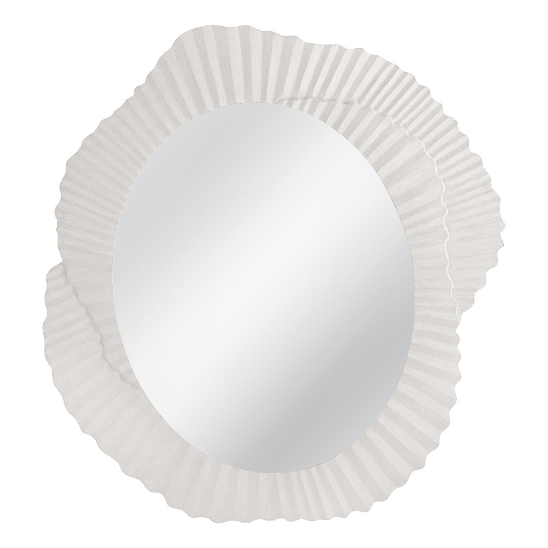 Petal Matte White Wood Floral Frame Wall Mirror Coastal Modern