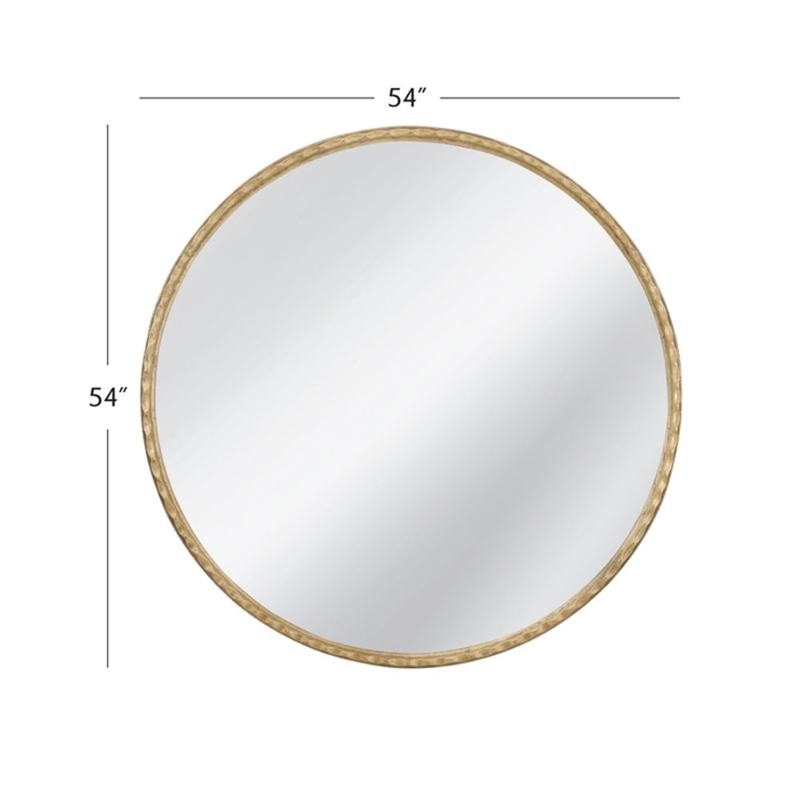 Entralla Round Hammered Gold Metal Wall Mirror Textured Frame