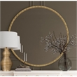 Entralla Round Hammered Gold Metal Wall Mirror Textured Frame