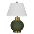 Green Ceramic Table Lamp with Brass Accents Traditional Style
