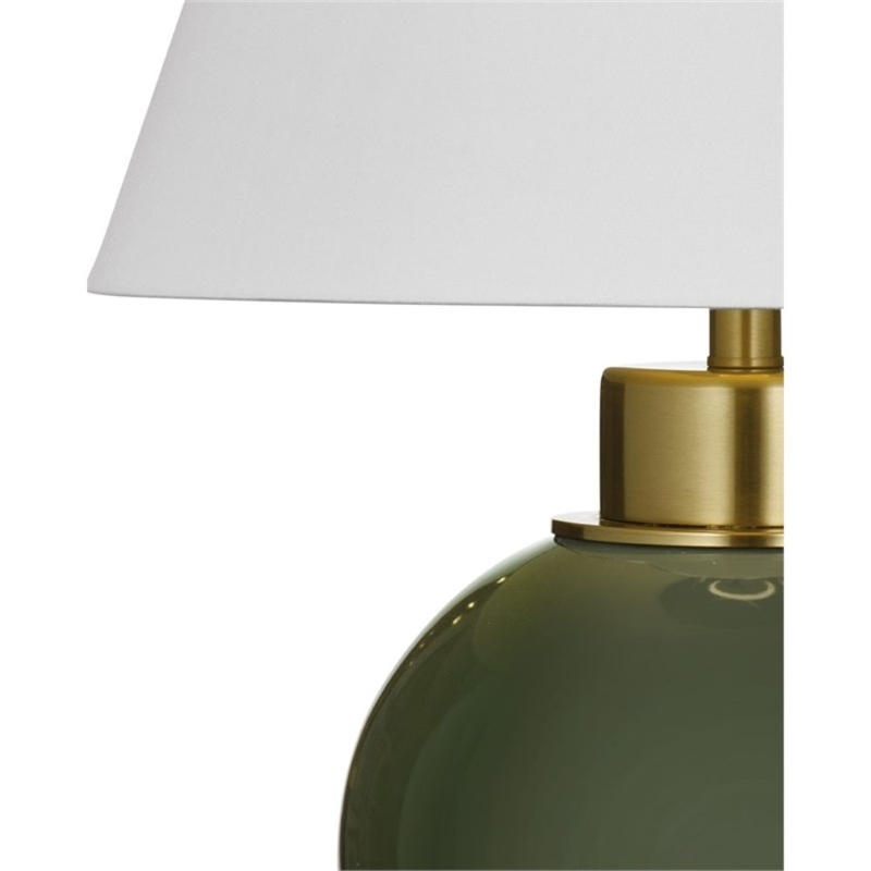 Green Ceramic Table Lamp with Brass Accents Traditional Style