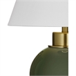 Green Ceramic Table Lamp with Brass Accents Traditional Style
