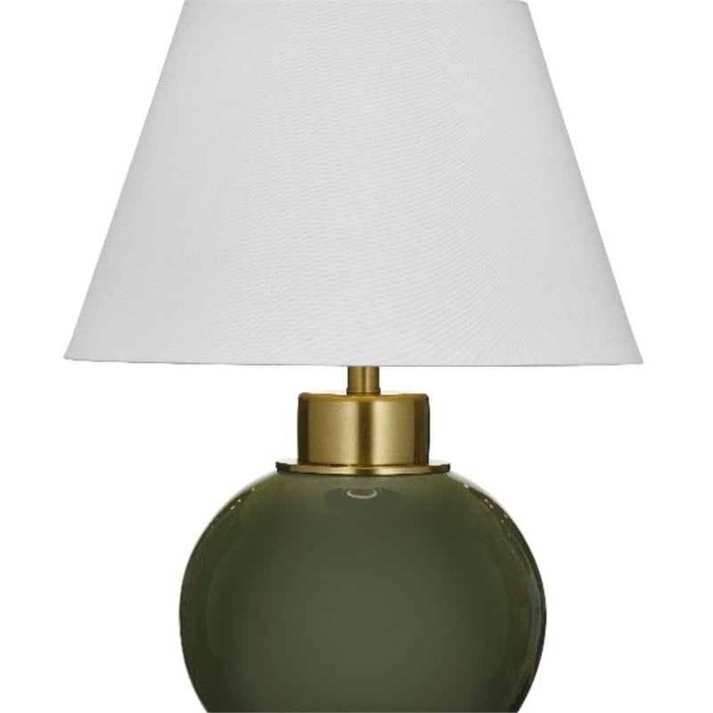 Green Ceramic Table Lamp with Brass Accents Traditional Style