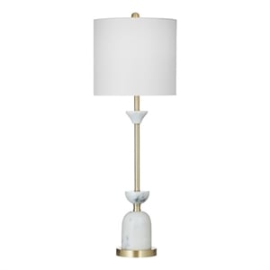 Vallhalla White Marble and Brass Table Lamp Modern Sculptural Design