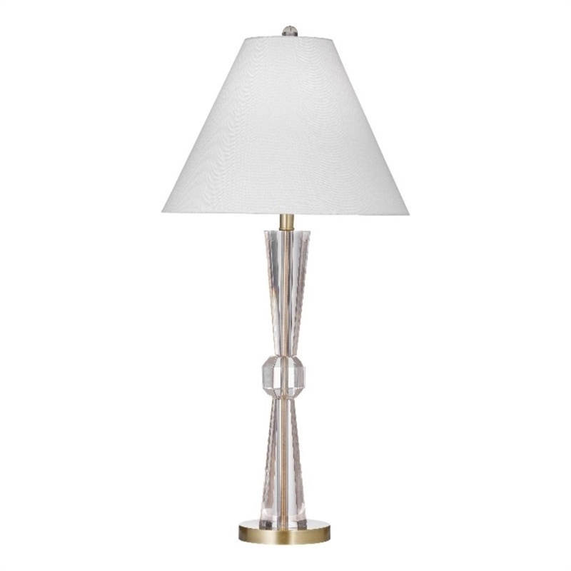 Devon Crystal Hourglass Gold Metal Table Lamp with Brass Base