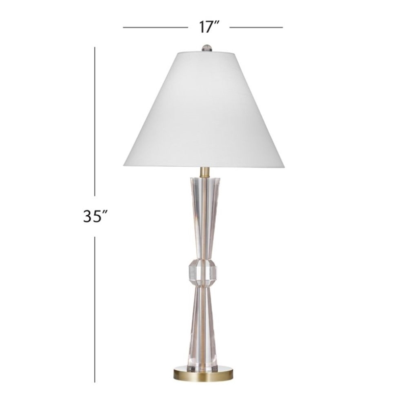 Devon Crystal Hourglass Gold Metal Table Lamp with Brass Base