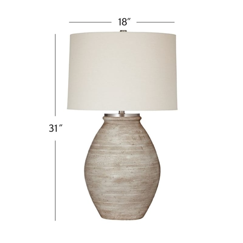 Fraser Distressed Cream Resin  Boho Table Lamp Linen Shade