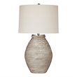 Fraser Distressed Cream Resin  Boho Table Lamp Linen Shade