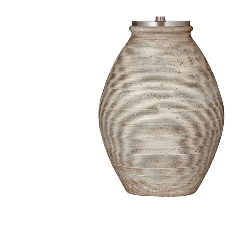Fraser Distressed Cream Resin  Boho Table Lamp Linen Shade