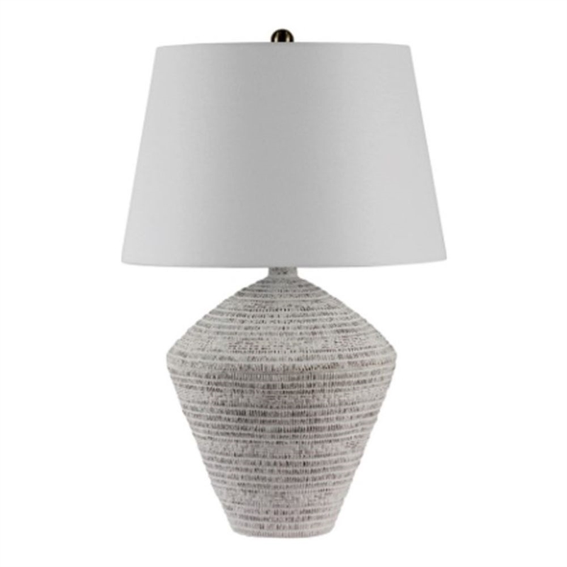 Eclipse Concrete Textured  Gray Marble Table Lamp with White Shade