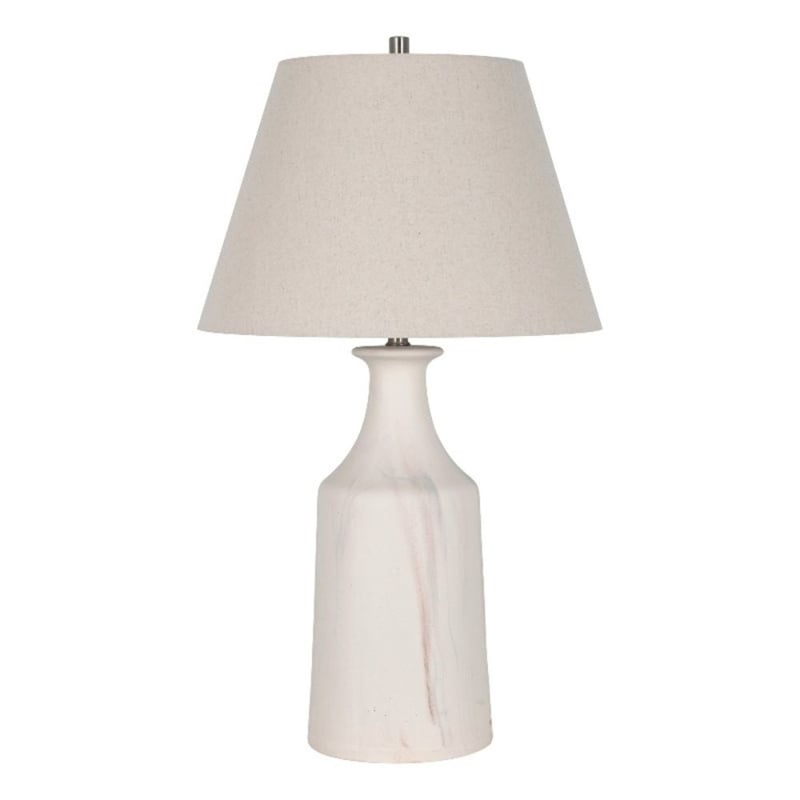 Eastlake Cream Ceramic Table Lamp with Fabric Shade Elegant