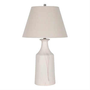 Eastlake Cream Ceramic Table Lamp with Fabric Shade Elegant