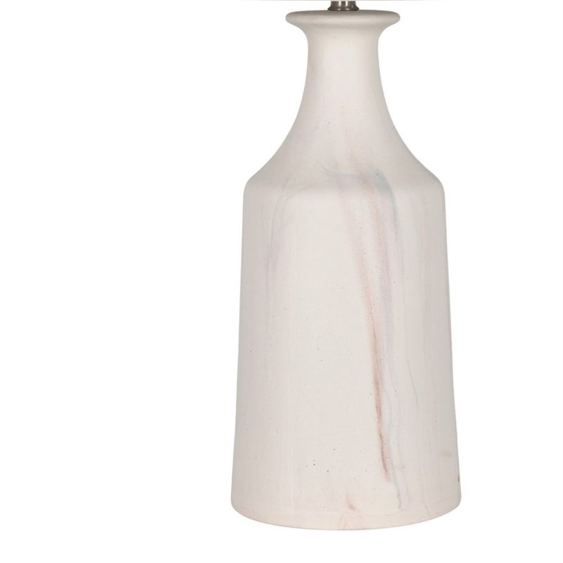Eastlake Cream Ceramic Table Lamp with Fabric Shade Elegant