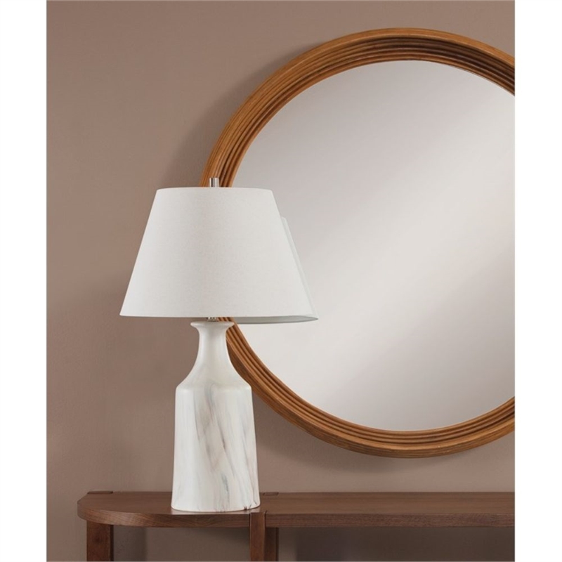 Eastlake Cream Ceramic Table Lamp with Fabric Shade Elegant