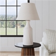 Eastlake Cream Ceramic Table Lamp with Fabric Shade Elegant