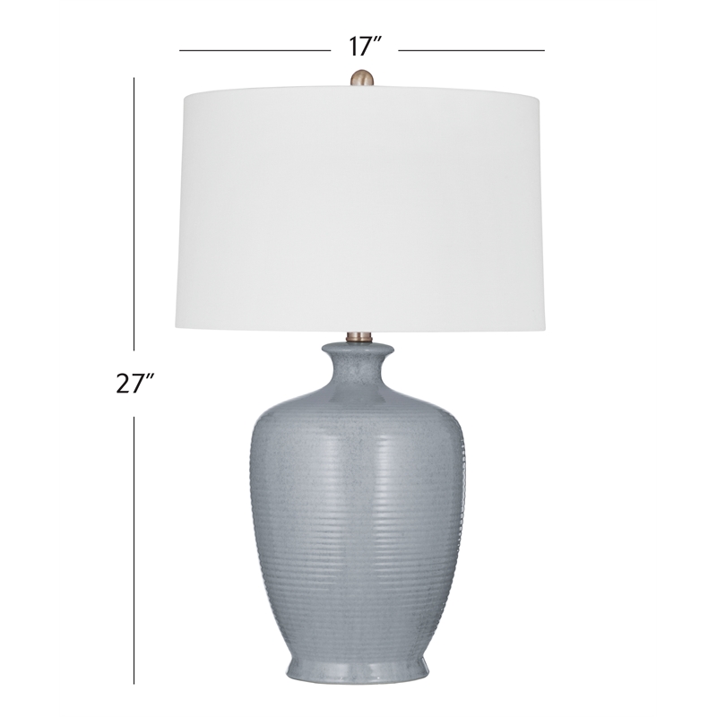Justice Gray Ceramic Table Lamp with Textured Base