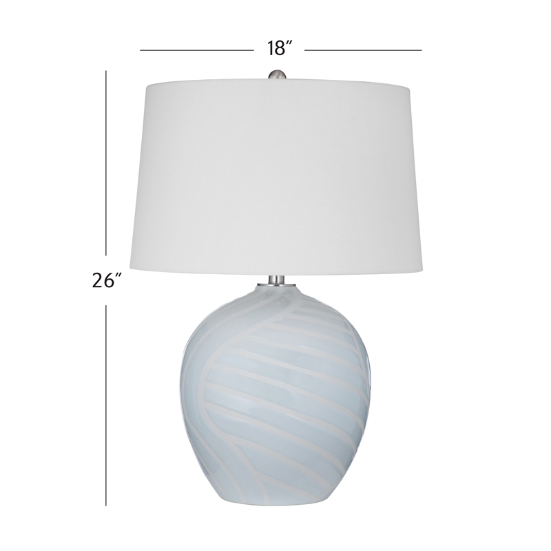 Lyance Blue and White Swirl Ceramic Table Lamp Coastal