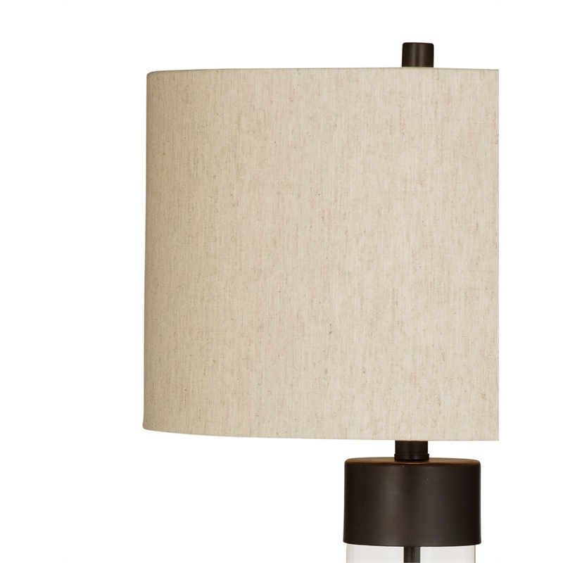 Brannan Bronze Glass Table Lamp with Linen Shade Classic Modern