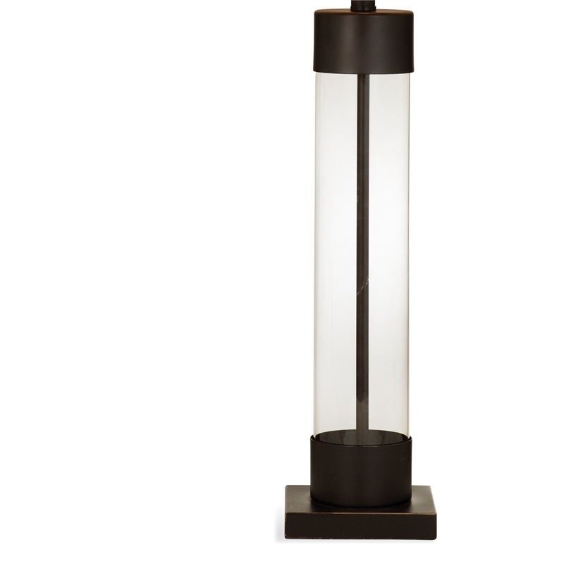 Brannan Bronze Glass Table Lamp with Linen Shade Classic Modern