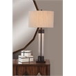 Brannan Bronze Glass Table Lamp with Linen Shade Classic Modern