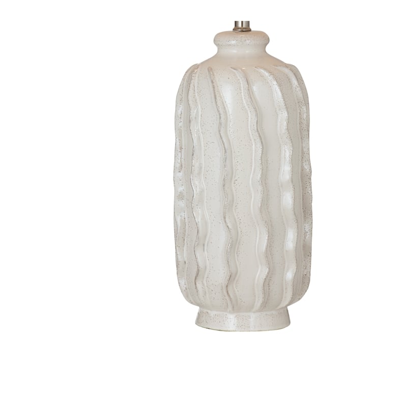 Elian Cream Wavy Ceramic Table Lamp with Drum Shade