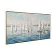 Blue White Canvas Wood Sailing Day Framed Art